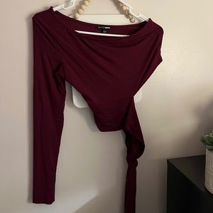 Burgundy One Shoulder Top